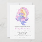 Invitation Fête de Bébé Petite Sirène Rose Pâle Féminine (Devant)
