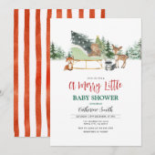 Invitation Fête de Bébé Petits Animaux de la Forêt (Devant / Derrière)