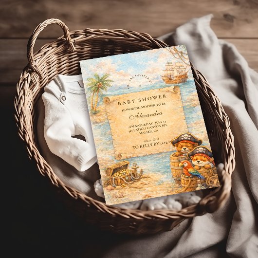 Invitation Fête de bébé Pirates de conte de marin