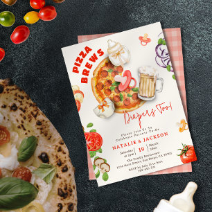Invitation Fête de Bébé Pizza Breuvages & Couches Aussi