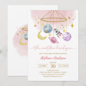 Invitation Fête de Bébé Planètes Espace Extra-Atmosphérique (Devant / Derrière)