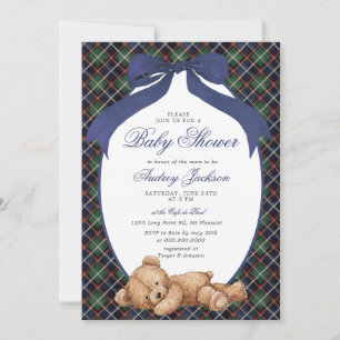 Invitation Fête de Bébé Polo Classique Prépa Ours Marin à Car