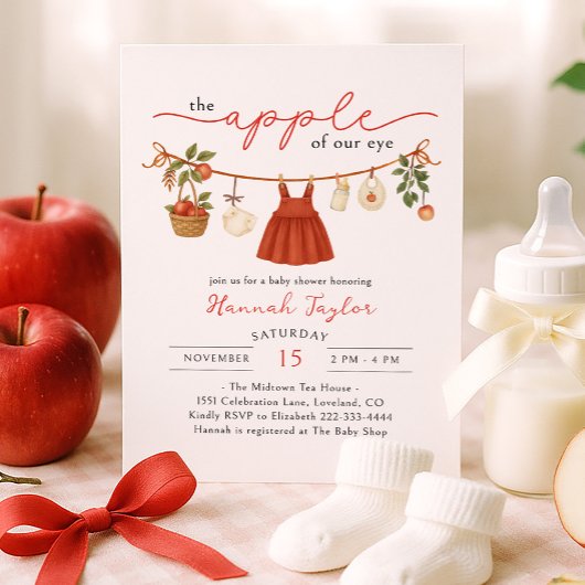 Invitation Fête de Bébé Pomme de Nos Yeux