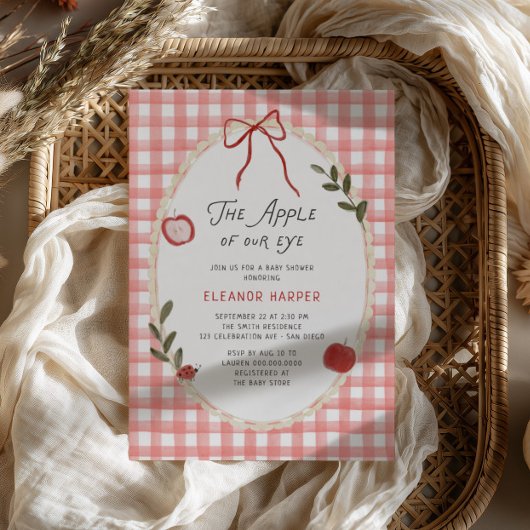 Invitation Fête de Bébé "Pomme de Nos Yeux"