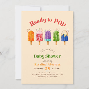 Invitation Fête de Bébé Popsicle Été Arc-en-Ciel Lumineux