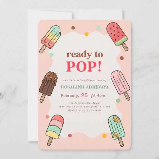 Invitation Fête de Bébé Popsicle Mignonne et Prête à Arriver (Devant)