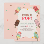 Invitation Fête de Bébé Popsicle Mignonne et Prête à Arriver (Devant / Derrière)