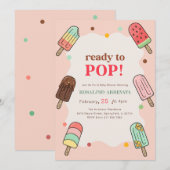 Invitation Fête de Bébé Popsicle Rose Estivale Prête à Éclate (Devant / Derrière)