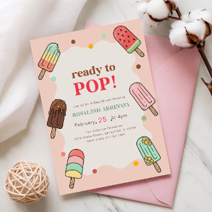 Invitation Fête de Bébé Popsicle Rose Estivale Prête à Éclate