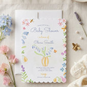 Invitation Fête de bébé Pot de fleurs de jardin de printemps