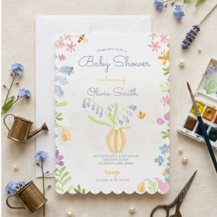 Invitation Fête de bébé Pot de fleurs de jardin de printemps