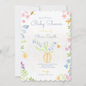 Invitation Fête de bébé Pot de fleurs de jardin de printemps (Devant)