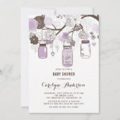 Invitation Fête de Bébé Pot de Fleurs de Lilas (Devant)