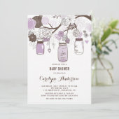 Invitation Fête de Bébé Pot de Fleurs de Lilas (Debout devant)