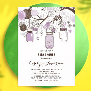 Invitation Fête de Bébé Pot de Fleurs de Lilas