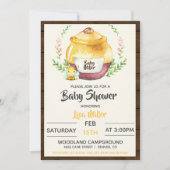Invitation Fête de Bébé Pot de Miel Rustique & Abeille (Devant)