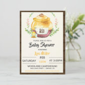 Invitation Fête de Bébé Pot de Miel Rustique & Abeille (Debout devant)