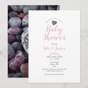 Invitation Fête de bébé pour couples Pebble Heart / Saupoudra