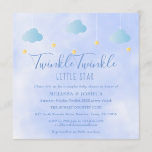 Invitation Fête de bébé pour couples Twinkle Twinkle Little S