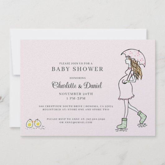 Invitation Fête de bébé pour future maman fantaisiste (Devant)