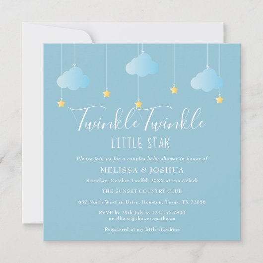 Invitation Fête de Bébé pour les couples Twinkle Twinkle Litt (Devant)