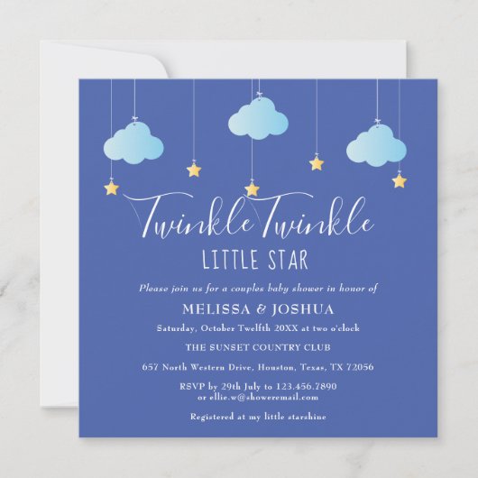 Invitation Fête de Bébé pour les Couples Twinkle Twinkle Litt (Devant)