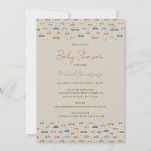 Invitation Fête de bébé pour véhicules vintage