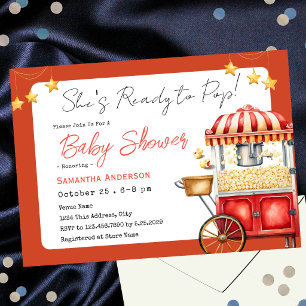Invitation Fête de bébé prête à éclater Pop Corn Vintage