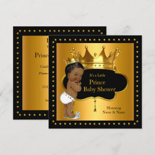Invitation Fête de bébé Prince Bébé Couronne Garçon Ethnique