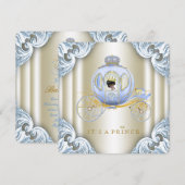 Invitation Fête de bébé prince bleu et or Ethnique (Devant / Derrière)