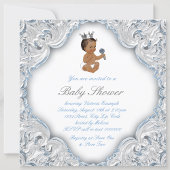 Invitation Fête de bébé prince ethnique Bleu et Argent