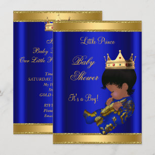 Invitation Fête de bébé prince garçon Ethnique Bleu