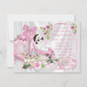 Invitation Fête de bébé Princesse Chaussure Rose (Dos)