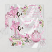 Invitation Fête de bébé Princesse Chaussure Rose (Devant / Derrière)