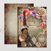 Invitation Fête de Bébé Princesse Ethnique Vintage Paris (Devant / Derrière)