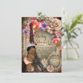 Invitation Fête de Bébé Princesse Ethnique Vintage Paris (Debout devant)