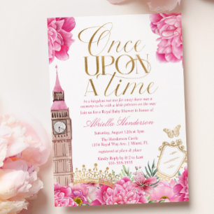 Invitation Fête de bébé princesse Il était une fois rose