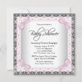 Invitation Fête de bébé princesse rose et argentée (Dos)