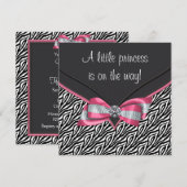 Invitation Fête de bébé Princesse Zèbre Rose (Devant / Derrière)