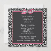 Invitation Fête de bébé Princesse Zèbre Rose (Dos)