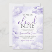 Invitation Fête de bébé Purple On Cloud 9 (Devant)