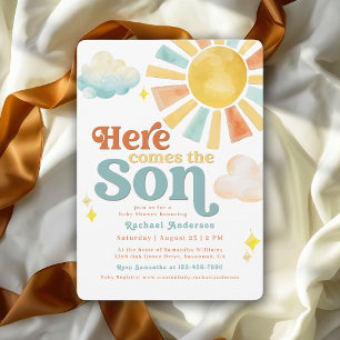 Invitation Fête de Bébé Rayons de Soleil Voici le Fils Capric