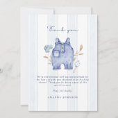 Invitation Fête de Bébé Rayures Bleu Jean Moderne (Devant)