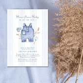 Invitation Fête de Bébé Rayures Bleu Jean Moderne