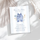 Invitation Fête de Bébé Rayures Bleu Jean Moderne