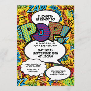 Invitation Fête de bébé Ready to Pop Bande dessinée drôle