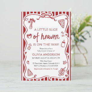 Invitation Fête de bébé Red Italian A little slice of heaven