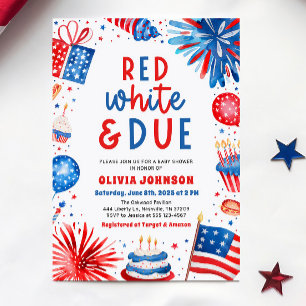 Invitation Fête de bébé Red, White & Due neutre en genre