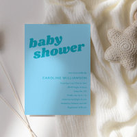 Fête de bébé rétro bleu sarcelle pastel mignon mod