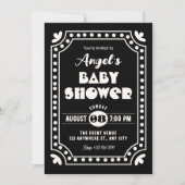 Invitation Fête de bébé rétro fun noir (Devant)